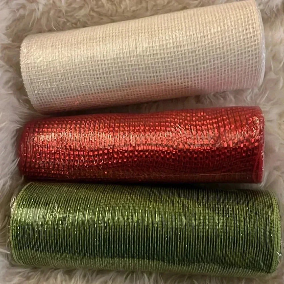NEW DECORATIVE POLYPRO MESH RIBBON - RED WHITE GREEN - Picture 5 of 7